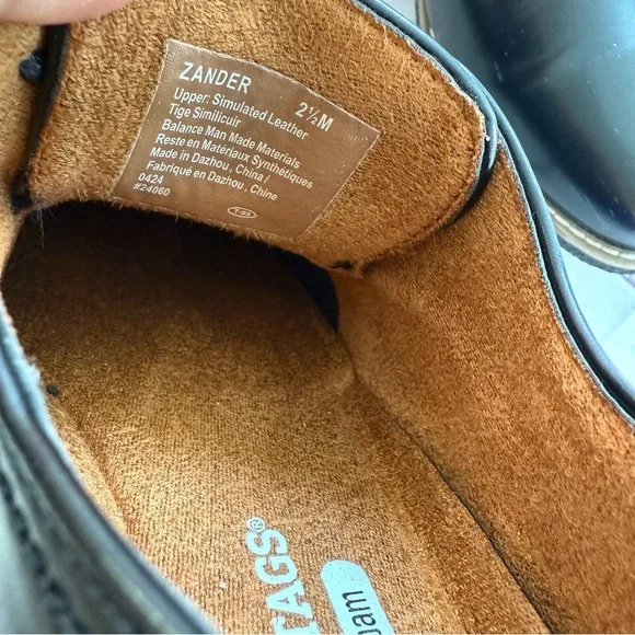 Deer Stag’s Zander Black Leather Shoes  With Memory Foam Kids Size 2.5 M - Picture 8 of 9